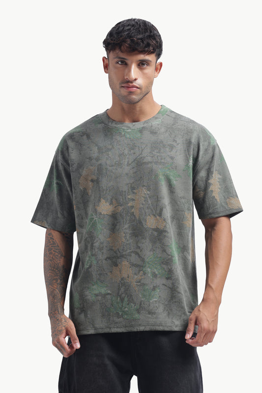 Relaxed Fit Interlock Unisex T-Shirt | Green Printed