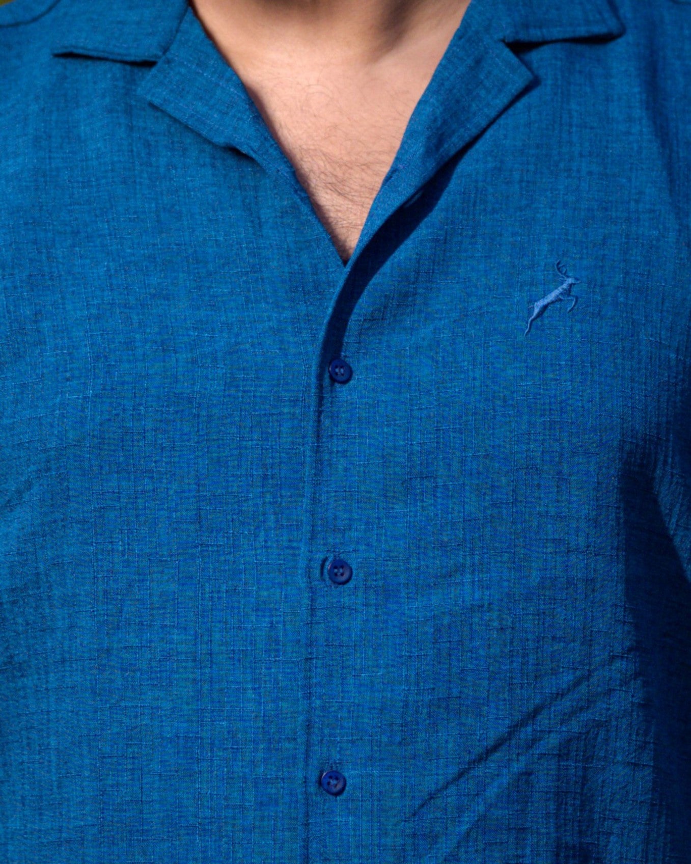 LINEN BLEND SLUB SHIRT | DEEP TEAL