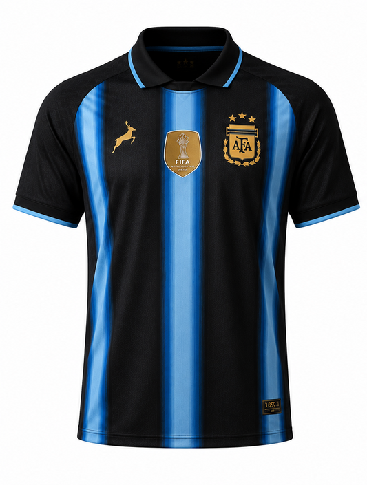 ARGENTINA FC JERSEY | BLACK | CHAMPION EDITION | ADULT HALF SLEEVE