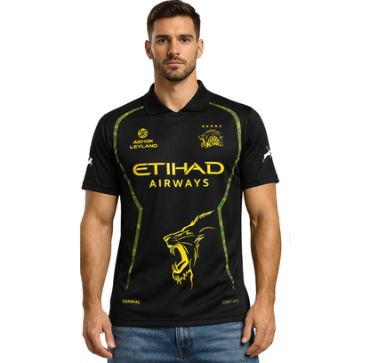CHENNAI SUPER KINGS JERSEY | NEW EDITION | ADULT HALF SLEEVE | BLACK