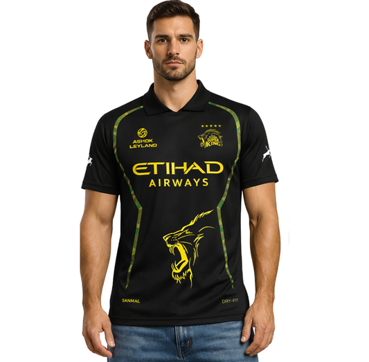 CHENNAI SUPER KINGS JERSEY | NEW EDITION | ADULT HALF SLEEVE | BLACK