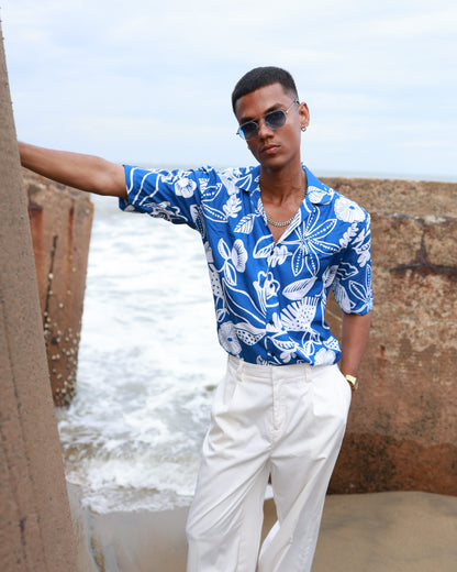 PREMIUM PRINTED RAYON SHIRT | BREEZY BLUE