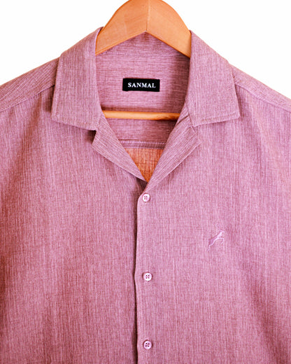 LINEN BLEND SLUB SHIRT | DUSTY MAUVE