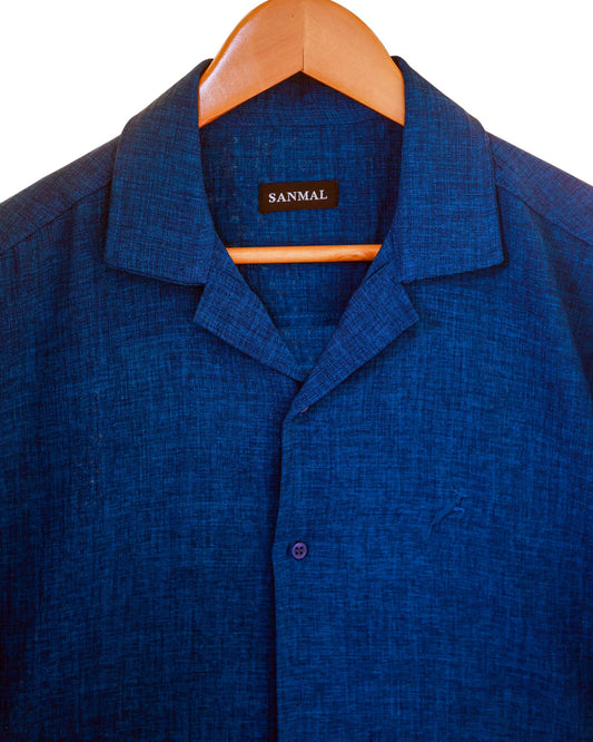 LINEN BLEND SLUB SHIRT | DEEP TEAL