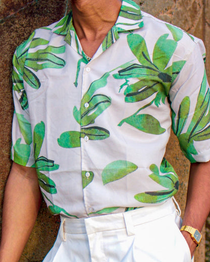 PREMIUM PRINTED RAYON SHIRT | GREEN ESCAPE