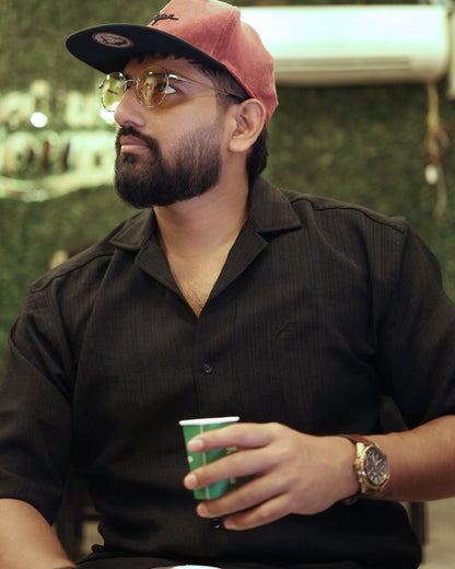 LINEN BLEND SLUB SHIRT | CLASSIC BLACK