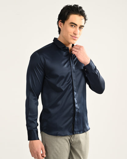 Midnight Blue Slim Fit Luxury Wear