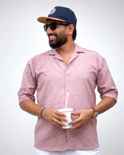 LINEN BLEND SLUB SHIRT | DUSTY MAUVE