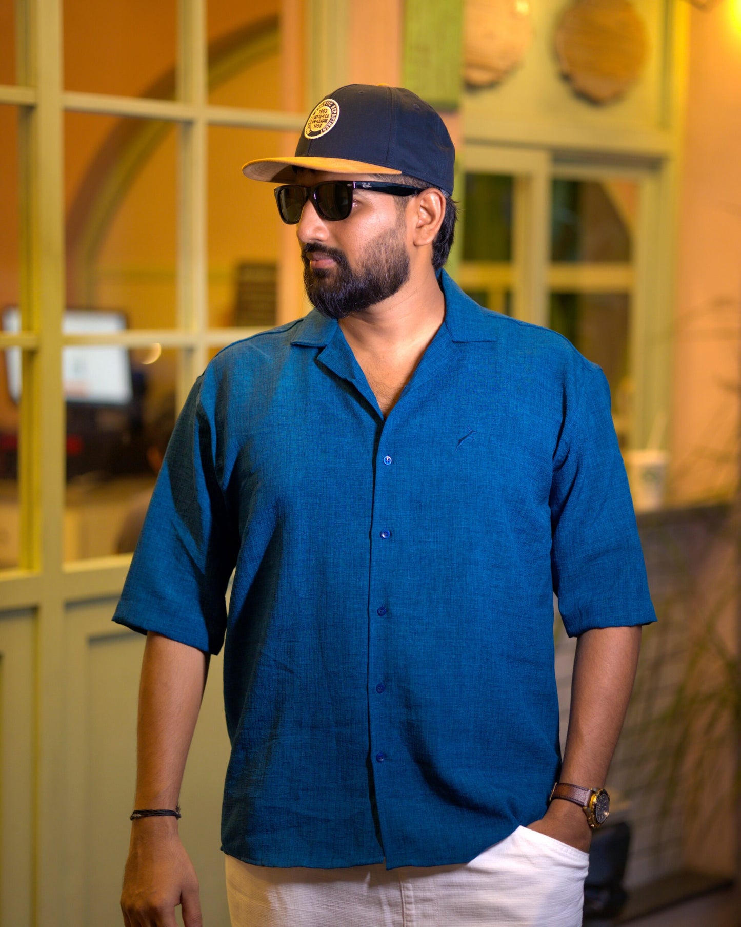 LINEN BLEND SLUB SHIRT | DEEP TEAL