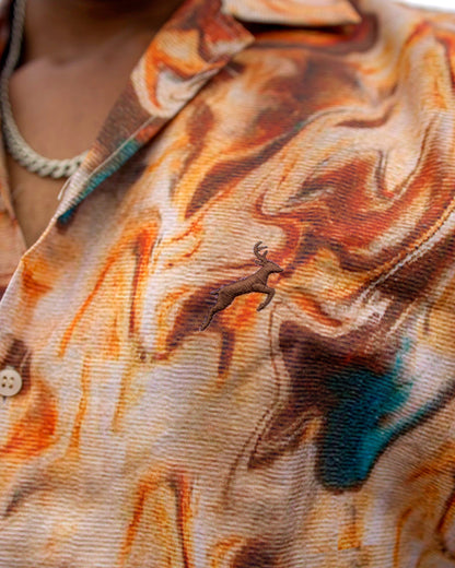 PREMIUM PRINTED RAYON SHIRT | RUSTIC FLAME