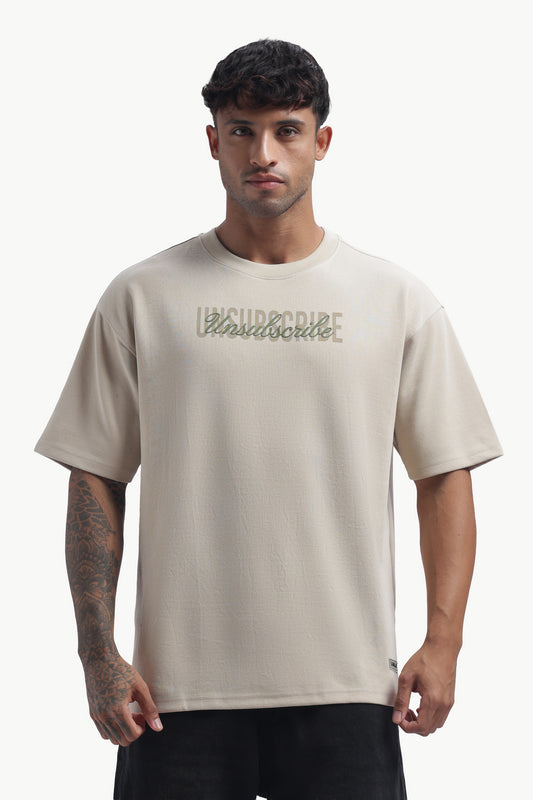 Relaxed Fit Interlock Unisex T-Shirt | Off-White with Unsubscribe HD Print