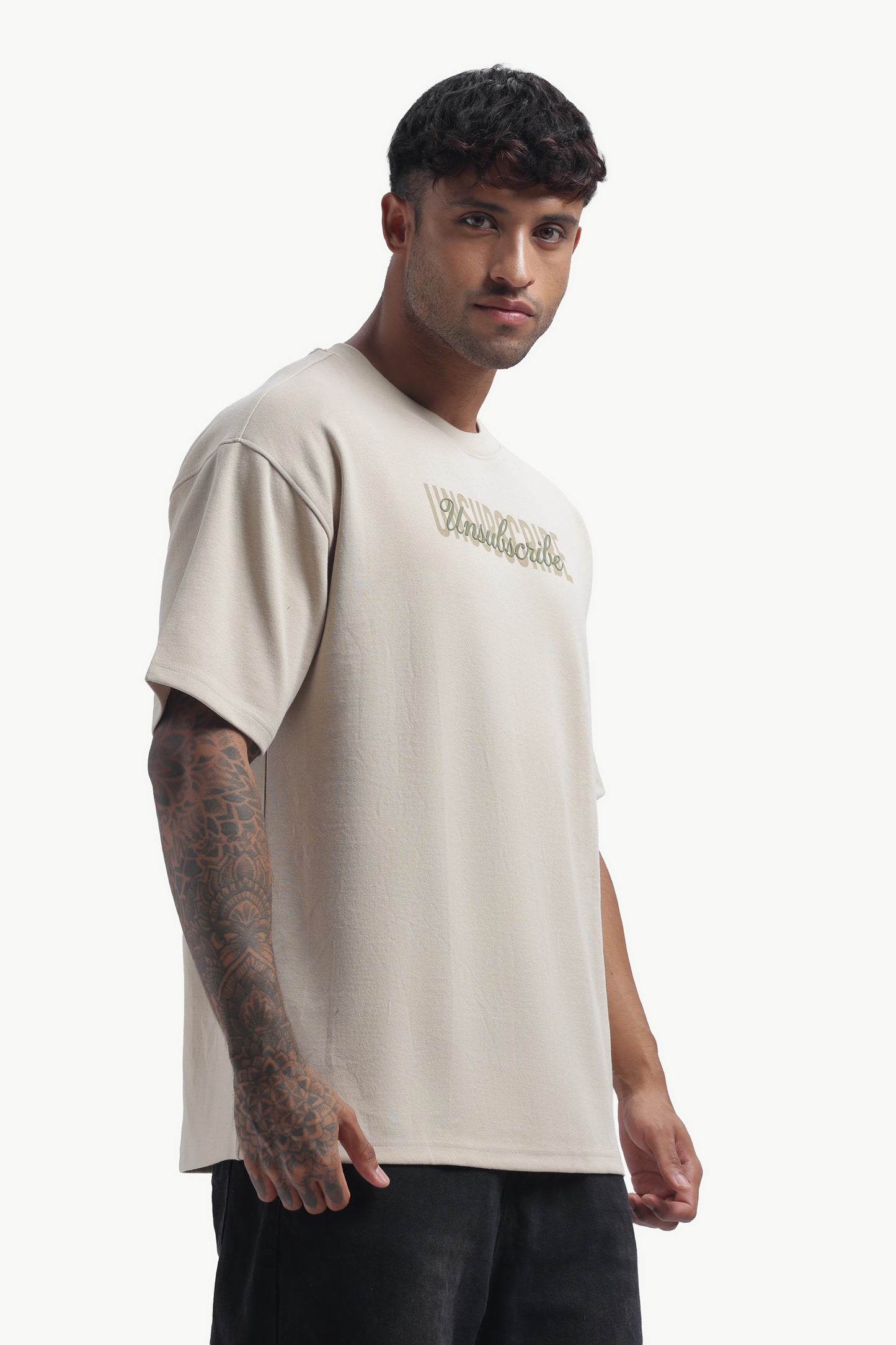 Relaxed Fit Interlock Unisex T-Shirt | Off-White with Unsubscribe HD Print