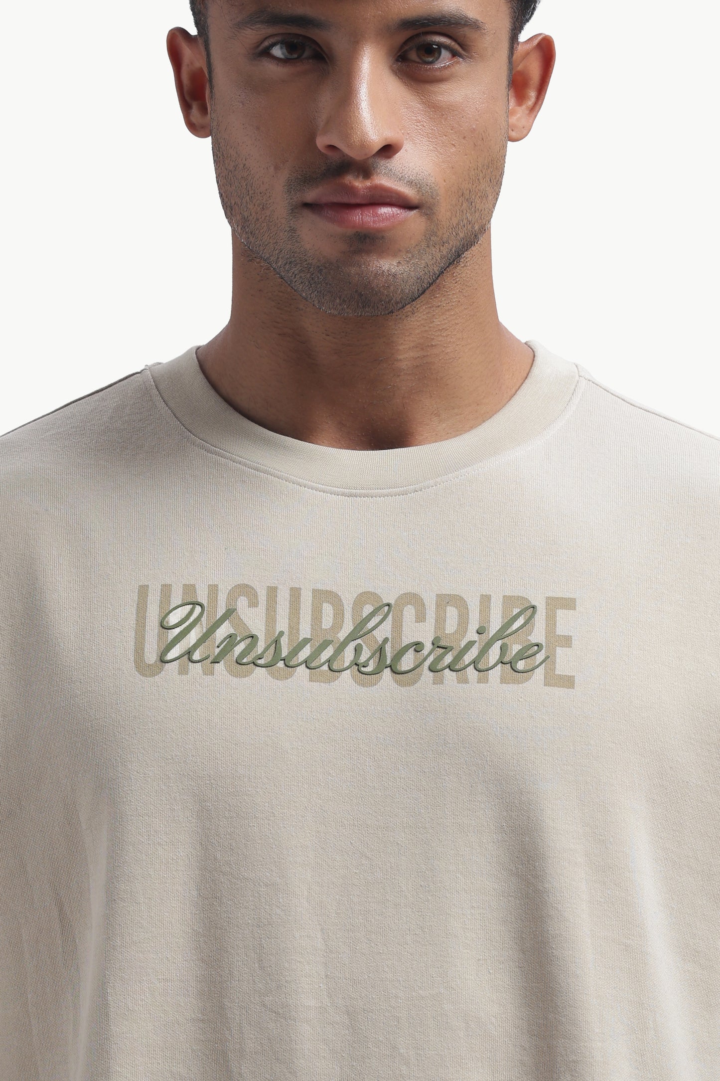 Relaxed Fit Interlock Unisex T-Shirt | Off-White with Unsubscribe HD Print