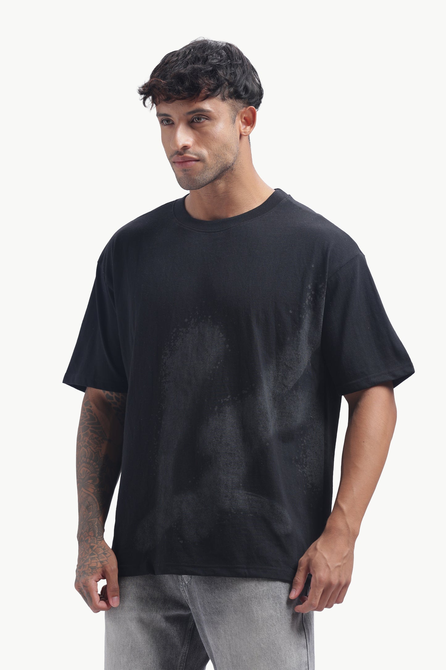 Relaxed Fit Single Jersey Unisex T-Shirt | Black with LA Puff Print