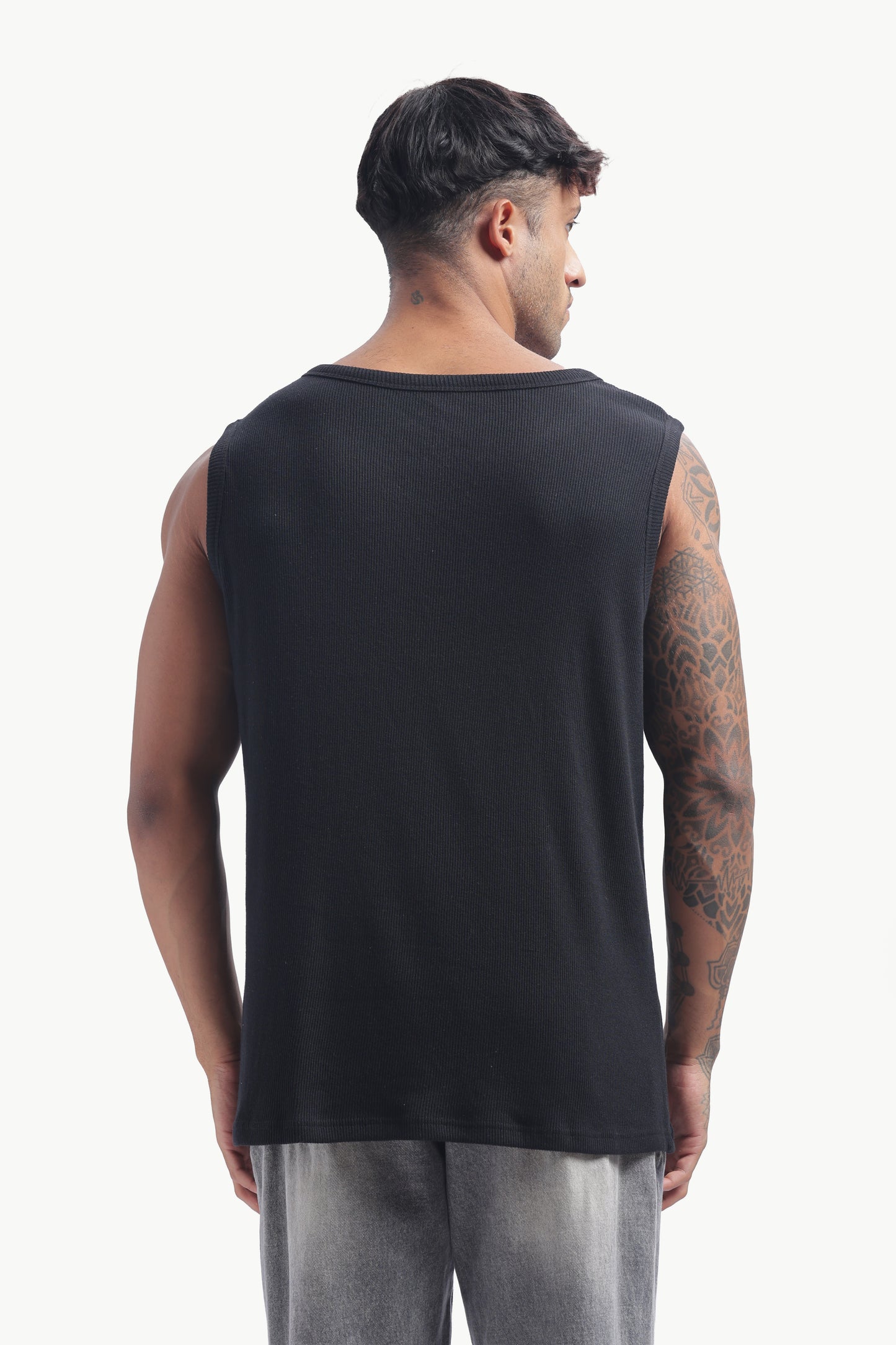 Regular Fit Ribbed Men’s Tank Top | Black | Athletic Style