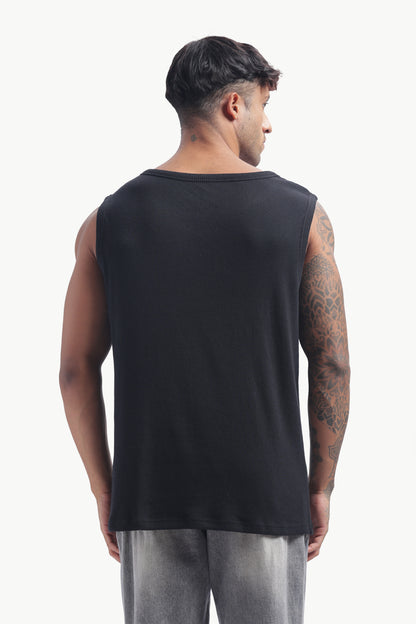 Regular Fit Ribbed Men’s Tank Top | Black | Athletic Style