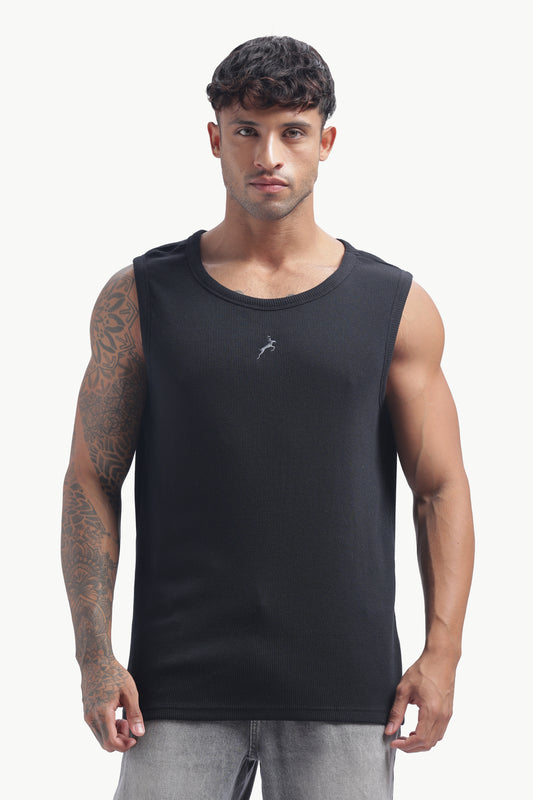 Combo | Regular Fit Ribbed Men’s Tank Tops | Black and White | Athletic Style