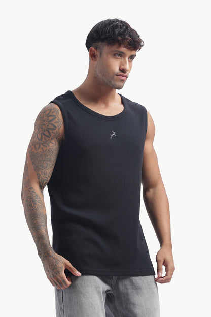 Regular Fit Ribbed Men’s Tank Top | Black | Athletic Style