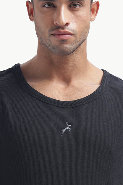 Regular Fit Ribbed Men’s Tank Top | Black | Athletic Style