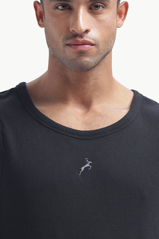 Regular Fit Ribbed Men’s Tank Top | Black | Athletic Style