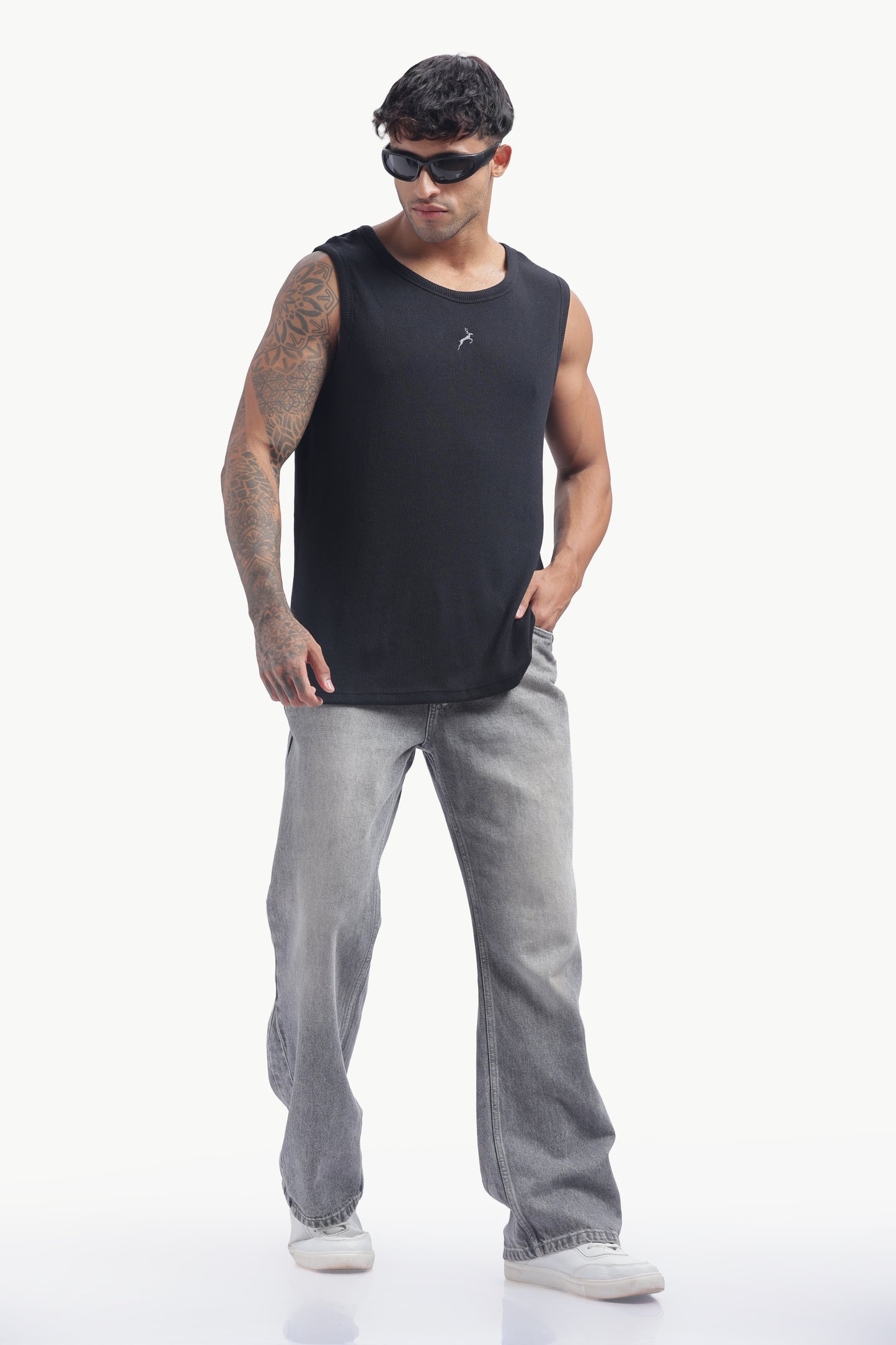 Regular Fit Ribbed Men’s Tank Top | Black | Athletic Style