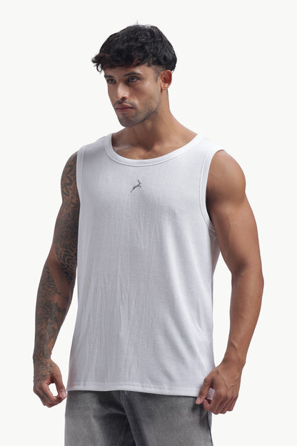 Regular Fit Ribbed Men’s Tank Top | White | Athletic Style