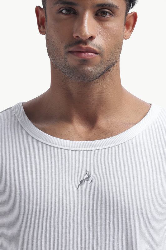 Regular Fit Ribbed Men’s Tank Top | White | Athletic Style