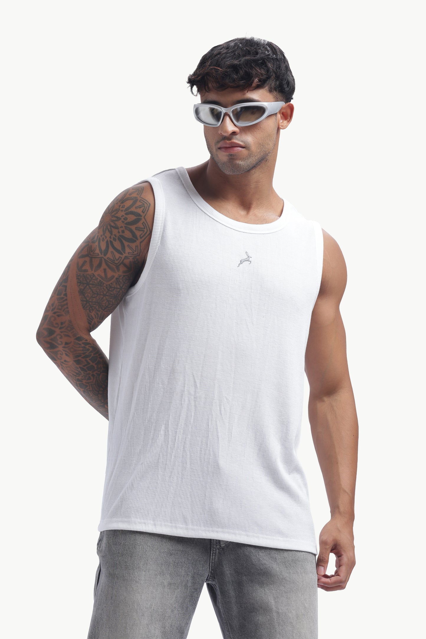 Regular Fit Ribbed Men’s Tank Top | White | Athletic Style