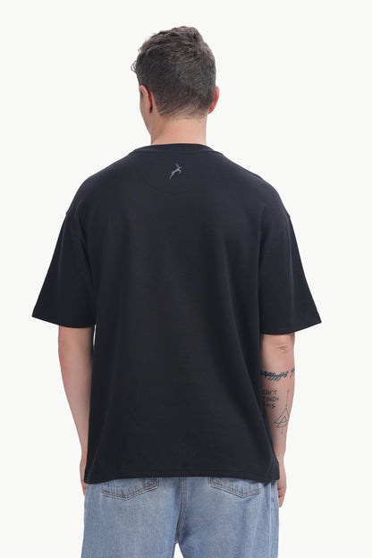 Relaxed Fit Interlock Unisex T-Shirt | Black with HD Butterfly Print