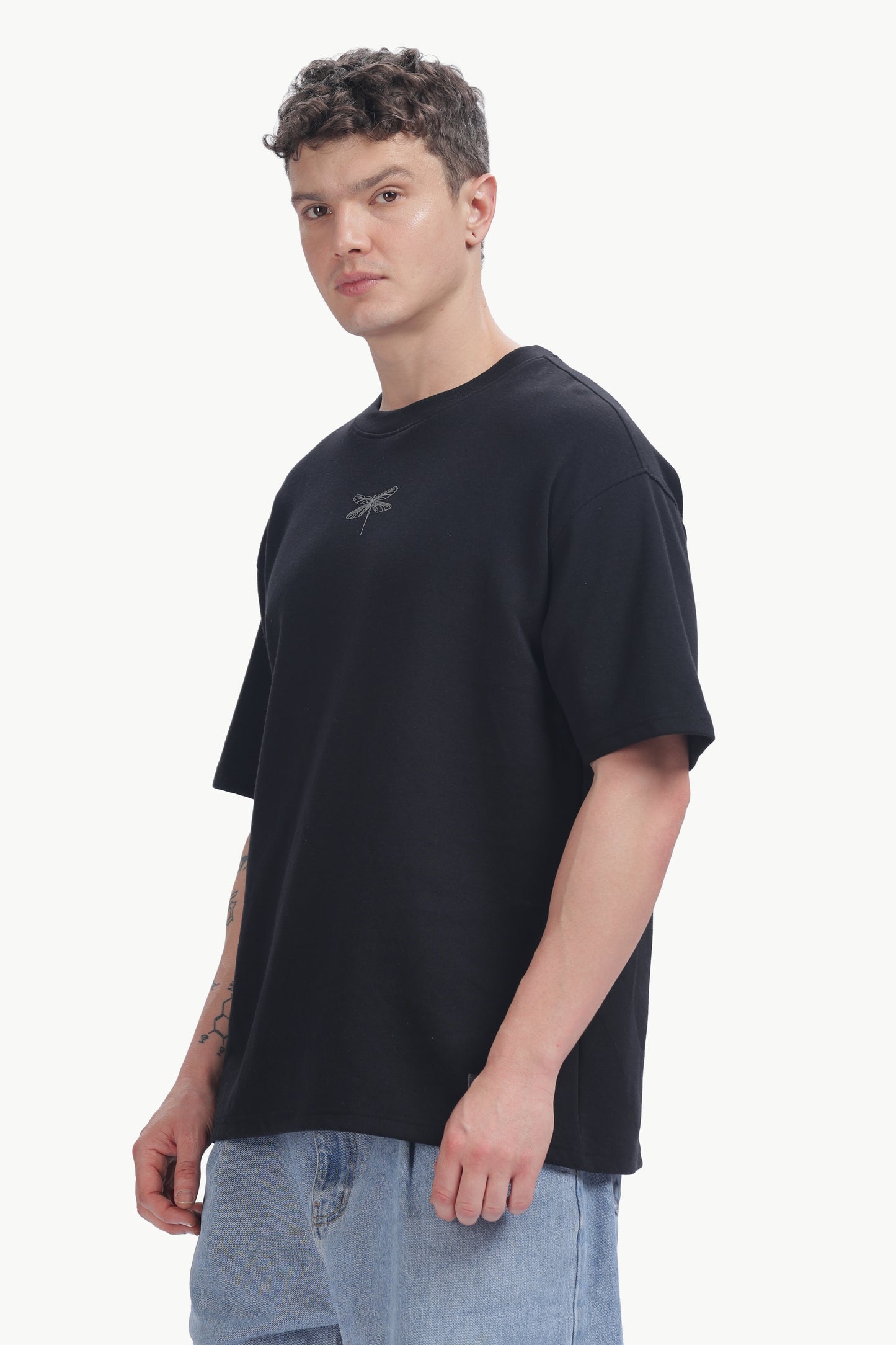 Relaxed Fit Interlock Unisex T-Shirt | Black with HD Butterfly Print