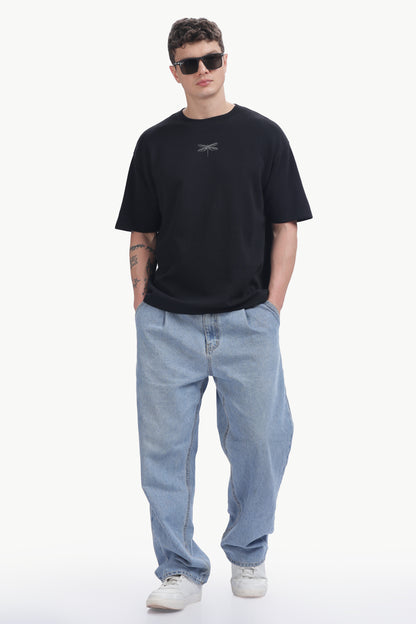 Relaxed Fit Interlock Unisex T-Shirt | Black with HD Butterfly Print