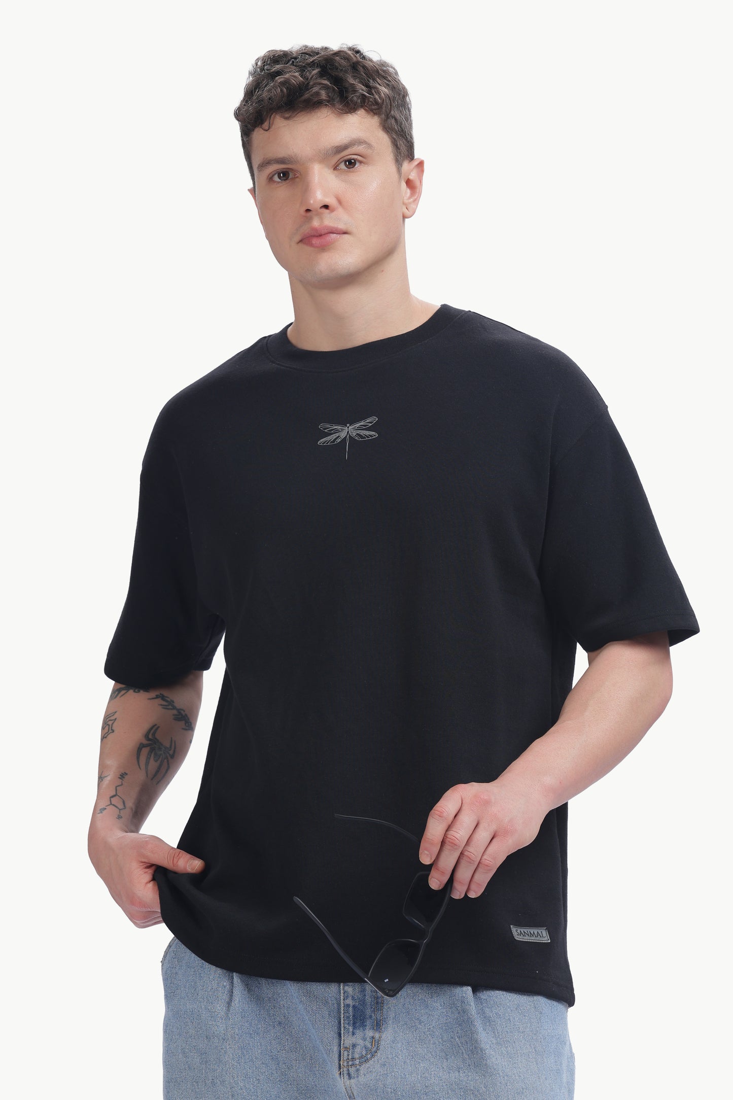 Relaxed Fit Interlock Unisex T-Shirt | Black with HD Butterfly Print