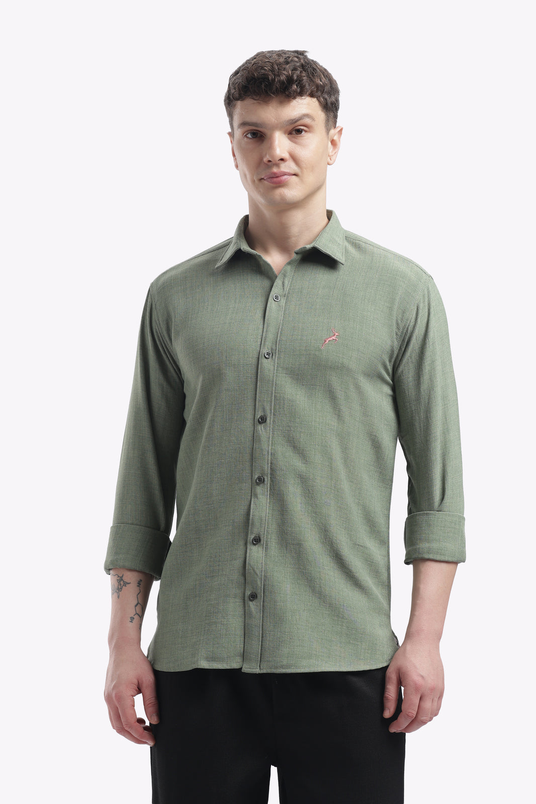 Olive green | Linen Blend | Full Sleeve