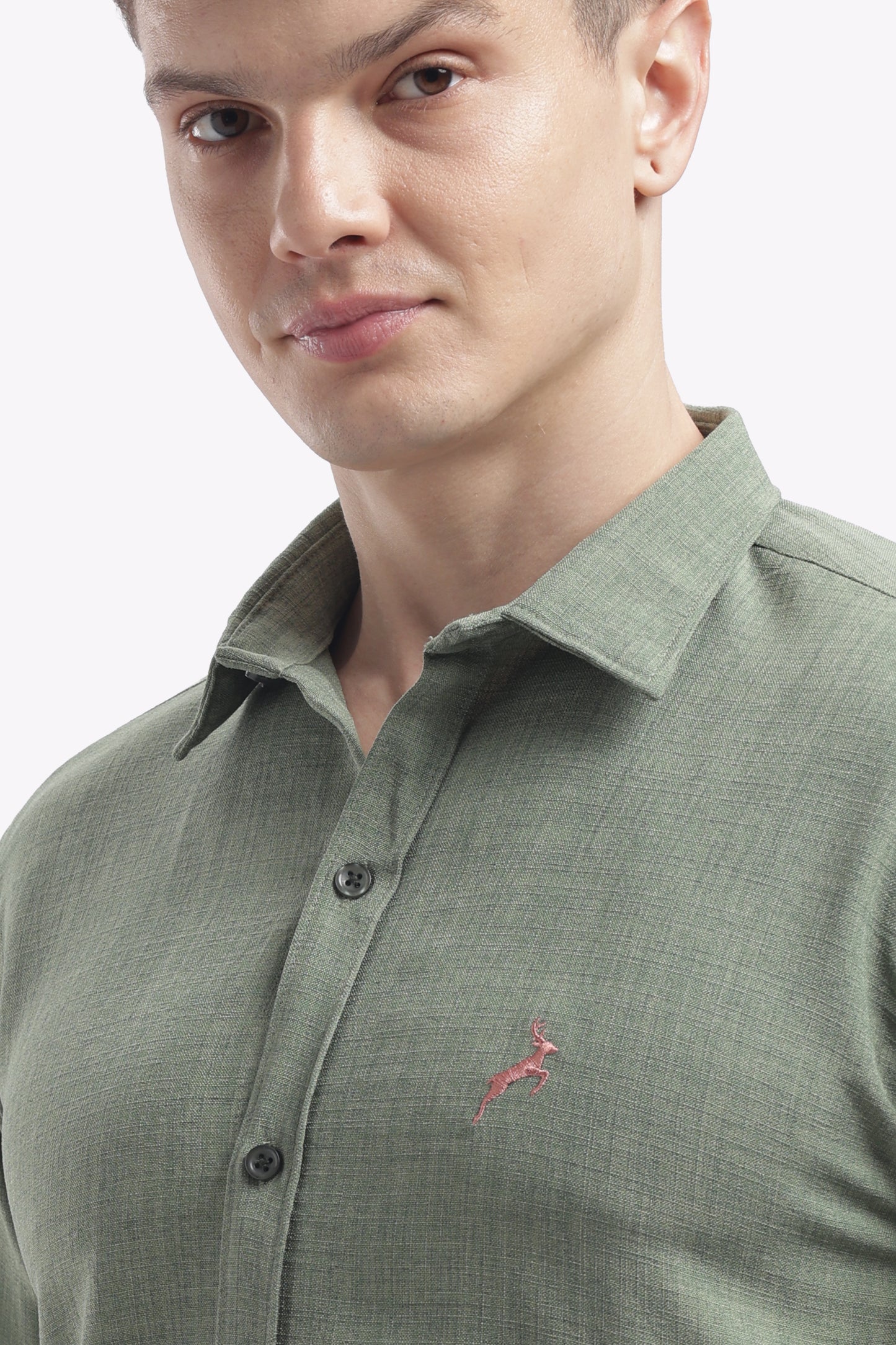 Olive green | Linen Blend | Full Sleeve