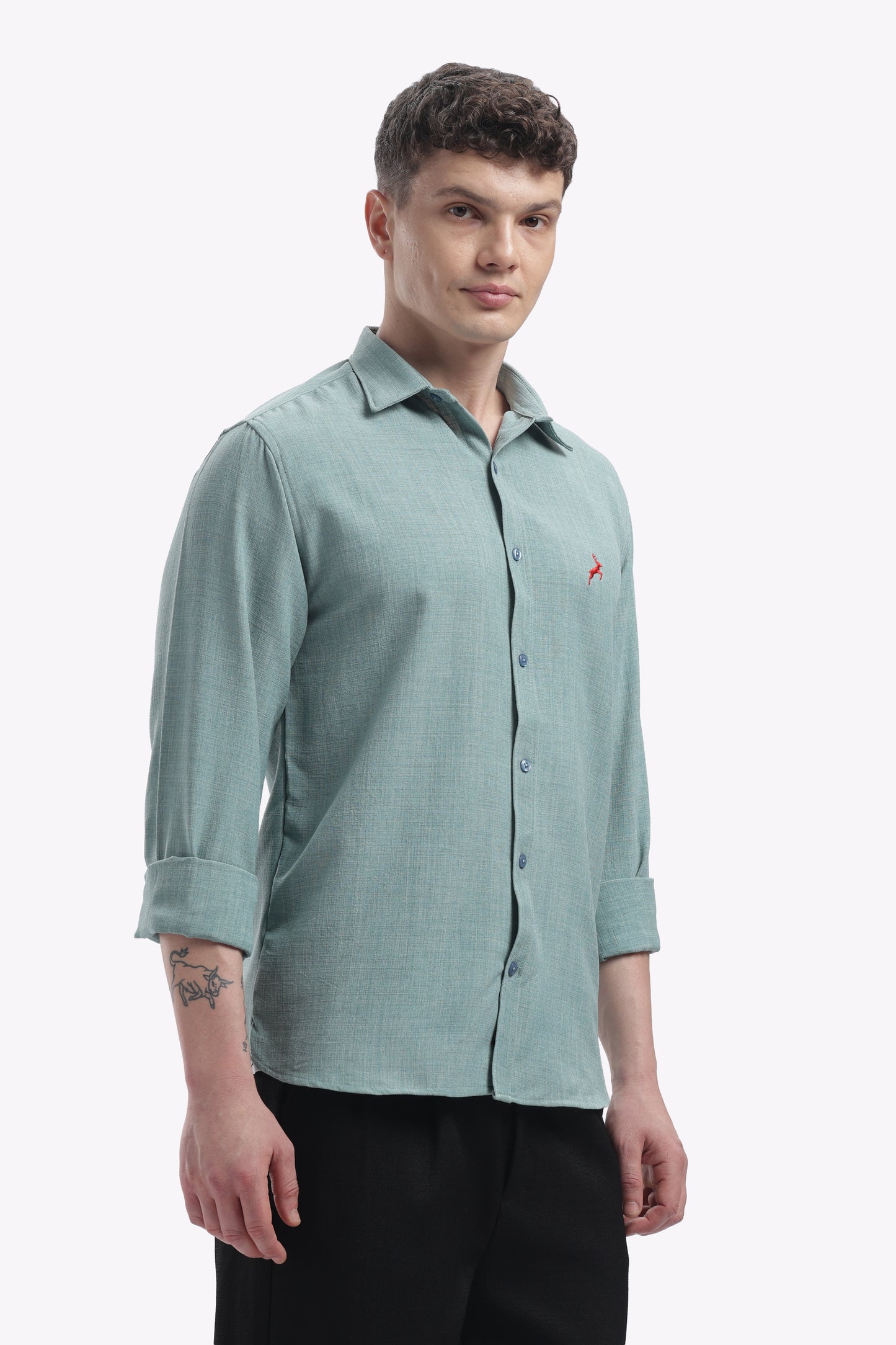 Light Sage Blue | Linen Blend | Full Sleeve