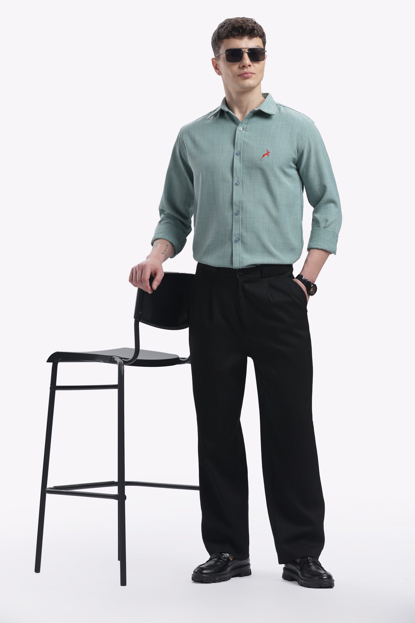 Light Sage Blue | Linen Blend | Full Sleeve