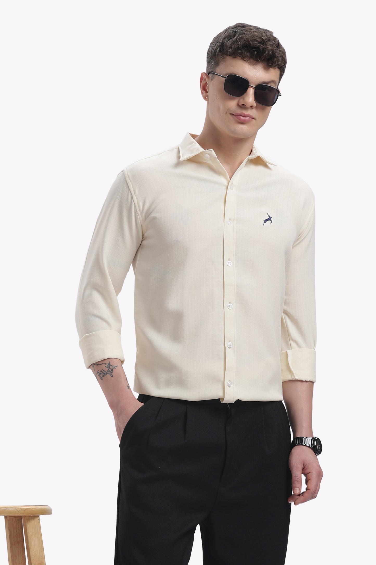 Cream Beige | Linen Blend | Full Sleeve