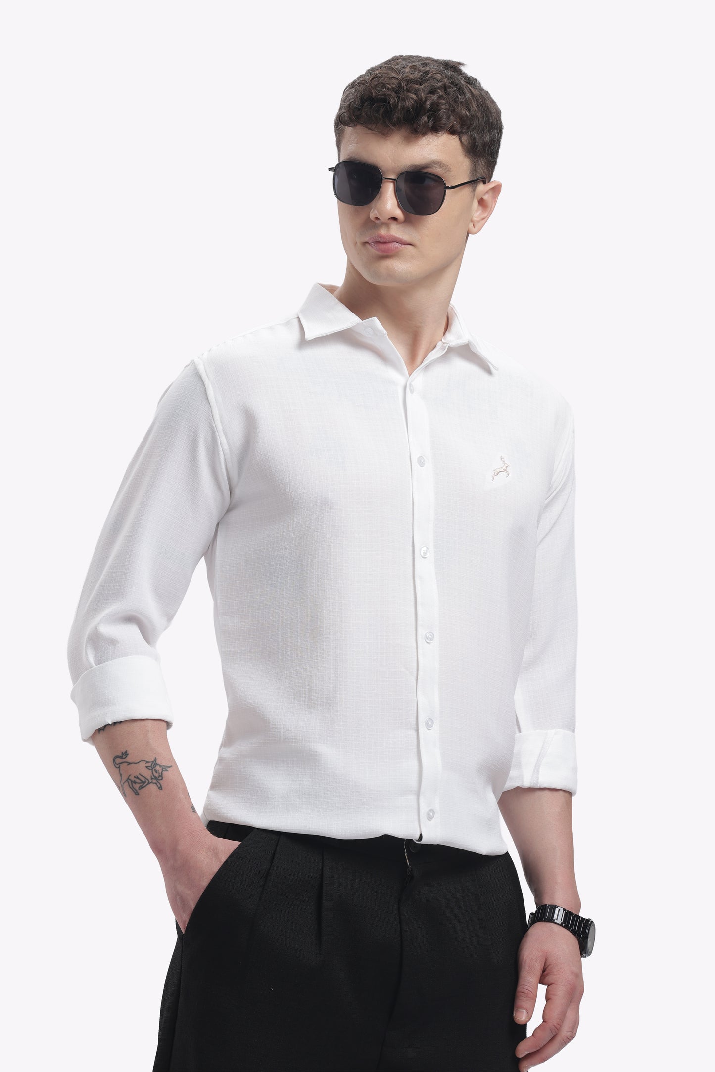 Pure White | Linen Blend | Full Sleeve