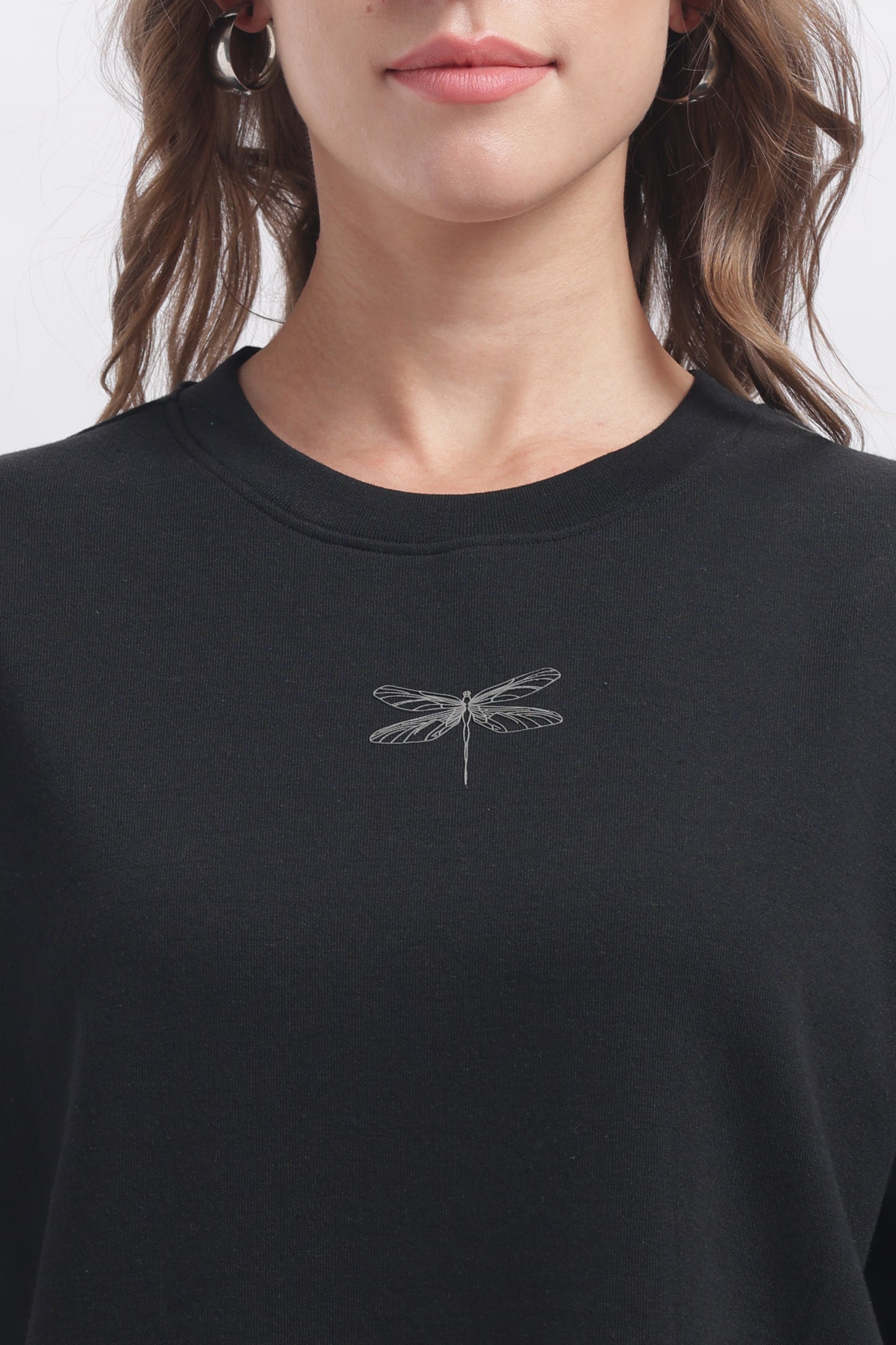 Relaxed Fit Interlock Unisex T-Shirt | Black with HD Butterfly Print