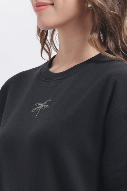 Relaxed Fit Interlock Unisex T-Shirt | Black with HD Butterfly Print