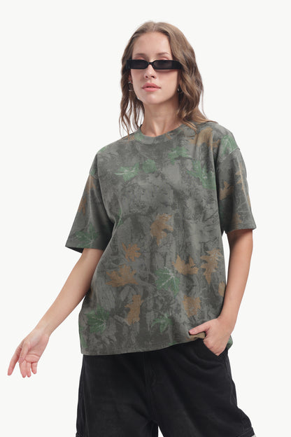 Relaxed Fit Interlock Unisex T-Shirt | Green Printed