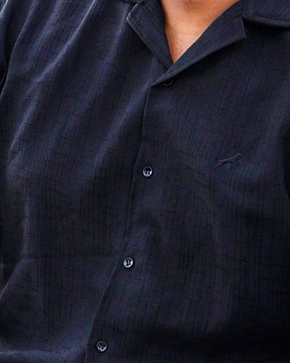 LINEN BLEND SLUB SHIRT | CLASSIC BLACK