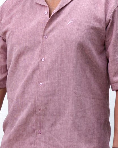 LINEN BLEND SLUB SHIRT | DUSTY MAUVE