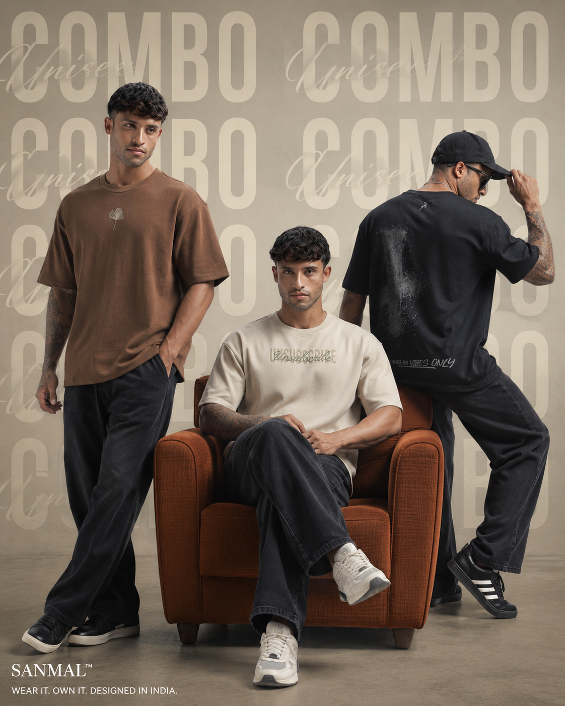 COMBO 1 - Relaxed Fit Interlock Unisex T-Shirts