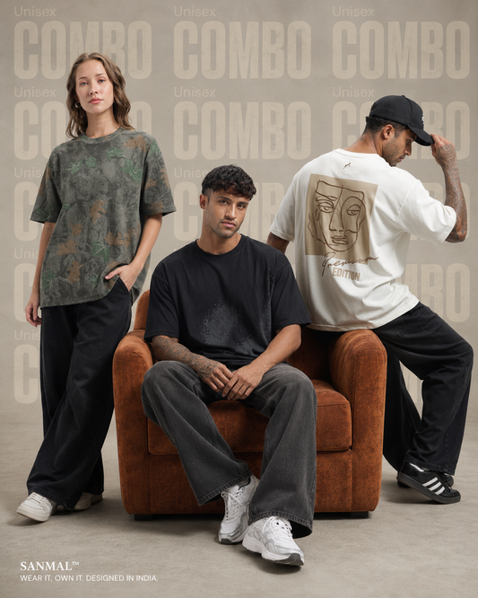 COMBO 2 - Relaxed Fit Interlock Unisex T-Shirts
