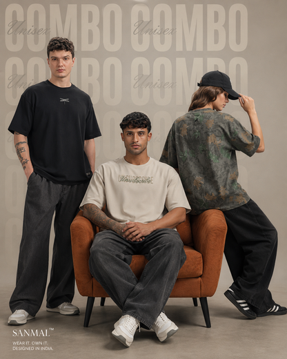 COMBO 3 - Relaxed Fit Interlock Unisex T-Shirts