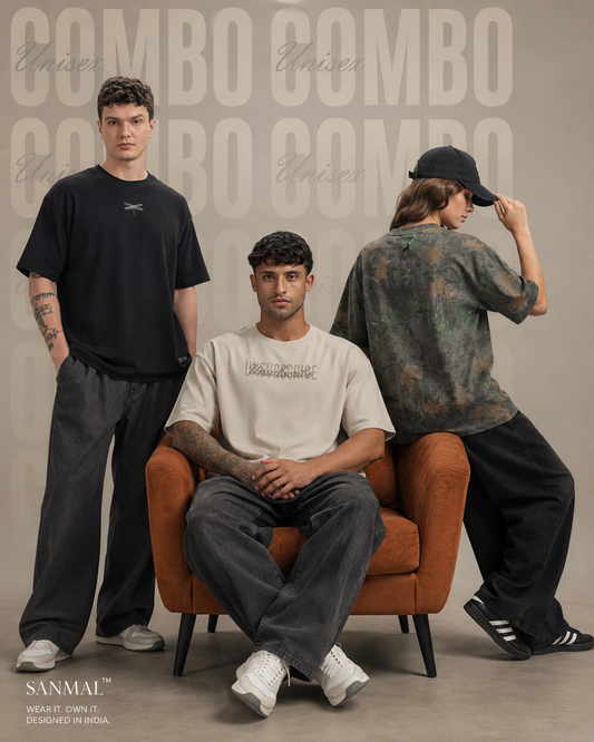 COMBO 3 - Relaxed Fit Interlock Unisex T-Shirts