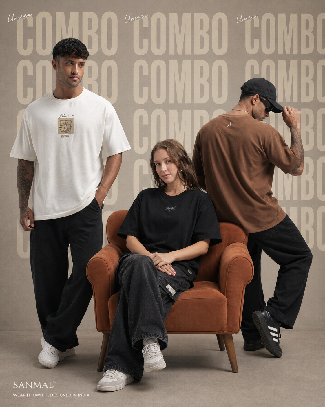 COMBO 4 - Relaxed Fit Interlock Unisex T-Shirts