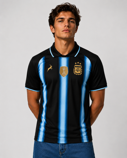 ARGENTINA FC JERSEY | BLACK | CHAMPION EDITION | ADULT HALF SLEEVE