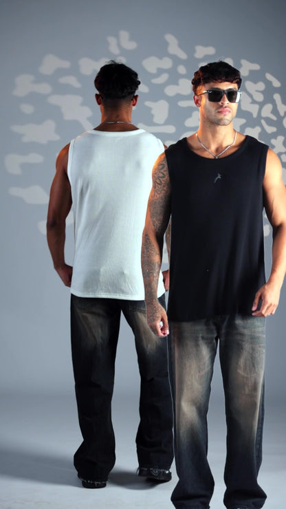 Combo | Regular Fit Ribbed Men’s Tank Tops | Black and White | Athletic Style